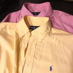 2 Men’s Polo long sleeve button down lot sz L